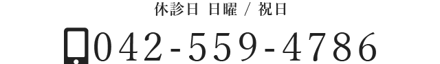 休診日 日曜 / 祝日　042-559-4786